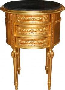 Casa Padrino Barock Kommode Gold mit schwarzer Marmorplatte H 70 cm, B 52 cm - Nachttisch Konsole