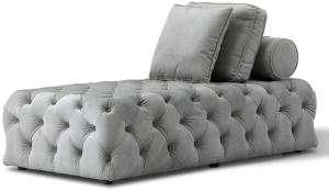 Casa Padrino Luxus Chesterfield Samt Chaiselongue mit 3 Kissen Grau 162x90 x H. 65 cm