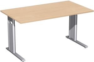 Schreibtisch 'C Fuß Pro' höhenverstellbar, 140x80 cm, Buche / Silber