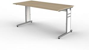 Schreibtisch Form4, 160x80x68-82 cm, C-Fuß Gestell, Eiche