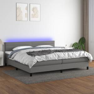 vidaXL Polsterbett mit Matratze und LED-Beleuchtung Dunkelgrau 200x200 cm