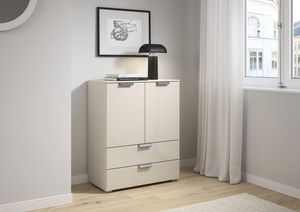 Beige/Grau, Glasfront