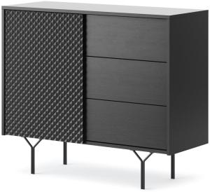 Kommode Sideboard Raven 97x38x83cm schwarz mit 3D-Optik