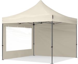 3x3 m Faltpavillon, PREMIUM Stahl 40mm, Seitenteile mit Panoramafenstern, creme