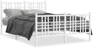 vidaXL Bettgestell mit Kopf- und Fußteil Metall Weiß 120x200 cm 376389