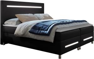 Boxspringbett Saziro LED, Schwarz, 160 x 200 cm