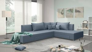 Stylefy Livia Ecksofa Blau Velours