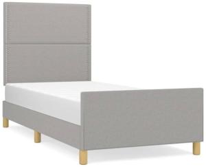vidaXL Polsterbett mit Kopfteil Stoff Hellgrau 90x200 cm