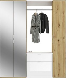 Artisan Eiche NB / Weiß/Artisan Eiche NB / weiß Hochglanz & Spiegelglas
