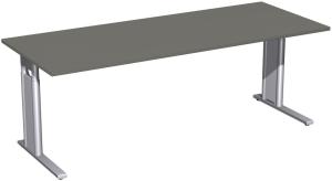 Schreibtisch 'C Fuß Pro' höhenverstellbar, 200x80 cm, Graphit / Silber