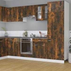 vidaXL Hängeschrank Lyon Glas Räuchereiche 60x31x60 cm Holzwerkstoff 815120
