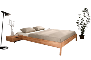 Bett Swig 3 Sonderlänge 140x190 cm Kernbuche massiv ohne Kopfteil mit Holzbeinen