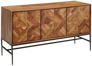 Sideboard 123x70x45 cm Sheesham Massivholz / Metall Anrichte mit Türen