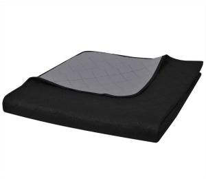 vidaXL Zweiseitige Tagesdecke Gesteppt Schwarz/Grau 230x260 cm 130885