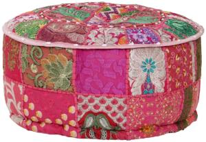 vidaXL Patchwork Sitzpouf Rund Baumwolle Handgefertigt 40x20 cm Rosa 246574