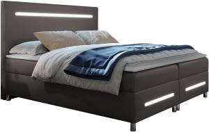 Boxspringbett Saziro LED, Dunkelgrau, 160x200 cm