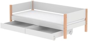 Flexa 'White' Einzelbett weiß/natur, 90x200 cm, inkl. 2 Schubladen