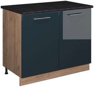 Dark Blue High Gloss/Goldkraft Oak