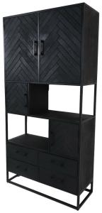 Regal / Schrank Verona - 100 x 40 x 200 - Schwarz - Mangoholz / Eisen von HSM