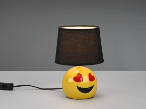 Kleine LED Tischleuchte Keramik mit Stoffschirm Schwarz, Höhe 26cm