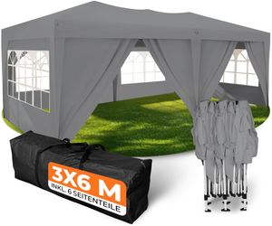 3x6 m Grau inkl. 6 Seitenteile