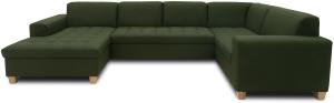 DOMO. collection Sugar Wohnlandschaft, Sofa, Couch, Polstergarnitur, Moderne U-Form, grün, 162 x 333 x 199 cm