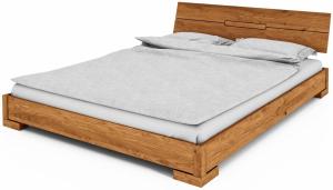 Bett Bento 5 Sonderlänge 80x220 Wildeiche massiv Holzkopfteil und Holzbeine