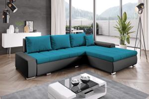 Ecksofa Universal Toscania beidseitig - mit Schlaffunktion - Aquamarin