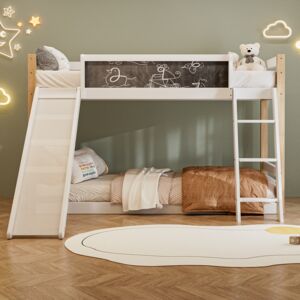 Hochbett mit Kreidetafel, Treppe und Rutsche
