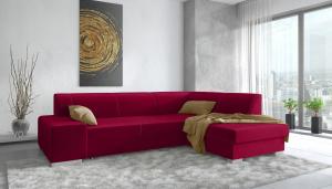 Stylefy Panaro Ecksofa Rot Velours KRONOS Rechts