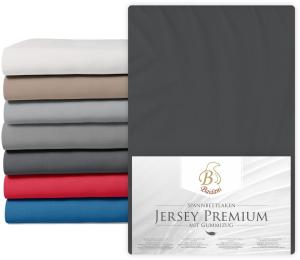 Premium Boxspring Bettlaken Jersey 120x200 Anthrazit