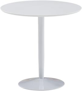 Kadima Design Moderner Hochglanz Esstisch für 2 Personen, Trompetenförmiges Standbein, Weiß, 75x75x74 cm