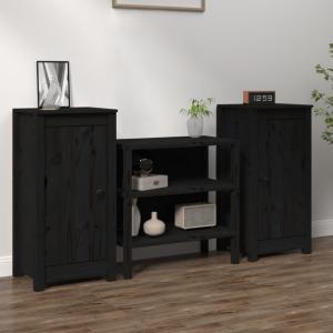Sideboards 2 Stk. Schwarz 40 x 35 x 80 cm Massivholz Kiefer [813733]