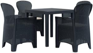 vidaXL 5-tlg. Garten-Essgruppe Kunststoff Anthrazit Rattan-Optik 276114