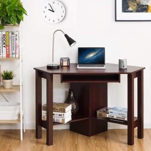 COSTWAY Schreibtisch Computerschreibtisch Computertisch Eckschreibtisch Winkelschreibtisch Bürotisch Corner Table Ecktisch Arbeitstisch Tastaturauszug 120 x 60 x 77 cm (Braun)