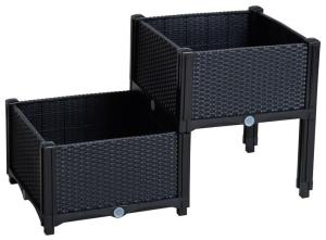 Blumenbeet Hochbeet Gemüsebeet 77x40x44 cm Pflanzbeet Polyrattan Schwarz