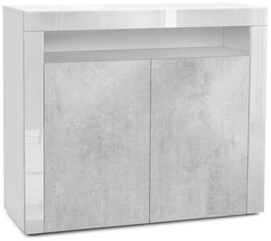 Weiß matt/Beton Oxid Optik/Weiß Hochglanz