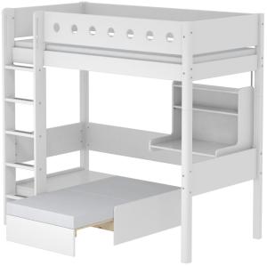 Flexa 'White Casa' Hochbett weiß, gerade Leiter, inkl. Sofabett und Schreibtisch, 90x200 cm