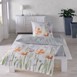 TRAUMSCHLAF Bettwäsche Aquarell Blumen, Seersucker, 2 teilig, florale bügelfreie Sommerbettwäsche