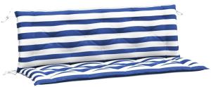 vidaXL Gartenbank-Auflagen, 2 Stk., Polyester, Blau / Weiß, 150 x 50 x 7 cm