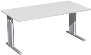 Schreibtisch 'C Fuß Pro' höhenverstellbar, 160x80 cm, Lichtgrau / Silber