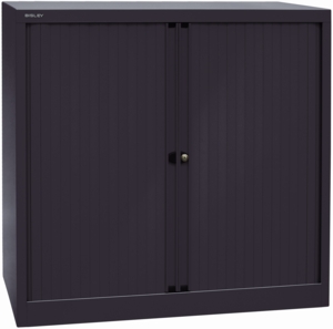 Bisley Rollladenschrank EuroTambour, 2 Fachböden, 2,5 OH, B 1000 mm, Farbe Korpus schwarz, Rollladen schwarz
