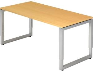 Schreibtisch RS16 O-Fuß eckig 160x80 cm Buche Gestellfarbe: Silber