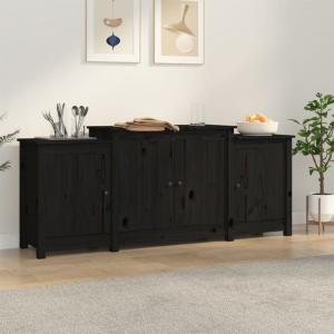 vidaXL Sideboard Schwarz 164 x 37 x 68 cm Massivholz Kiefer