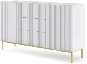 Domando Sideboard Moneglia M1 Klassisch Breite 150cm, Push-to-open-Funktion, besondere Fräsoptik, goldenes Gestell in Weiß Matt und Goldgestell