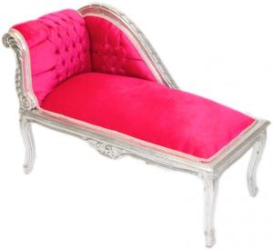 Casa Padrino Barock Kinder Chaiselongue Pink / Silber Mod2 - Tron Barock Möbel