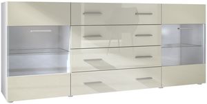 Korpus in Weiß matt / Front in Creme Hochglanz