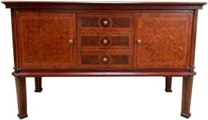 Biedermeier Kommode 40er Jahre Museumsnachbau Replikat 137 x 53 x H 87 cm - Braun Intarsien Antik Stil