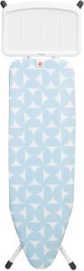 Brabantia - Bügelbrett B - XL-Dampferzeuger - Mittelgroß & Faltbar - Höhenverstellbar - rutschfeste Gummifüße - Angepasster Baumwollbezug - Kinder- & Transportsicherung - Fresh Breeze - 124x38 cm