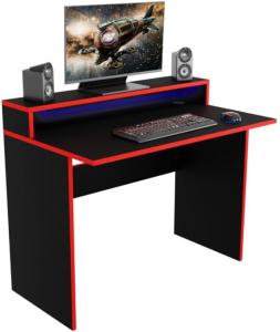 Gaming Tisch KADET + LED, 100 x 86 x 50, schwarz